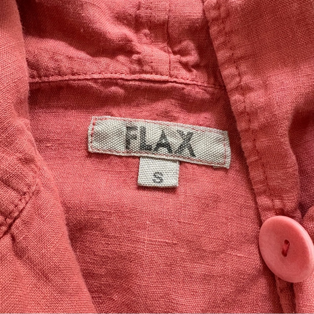 Flax 100% Linen Coral Salmon Hooded Drawstring Light Shacket Shirt Tunic Size‎ S - Picture 9 of 11